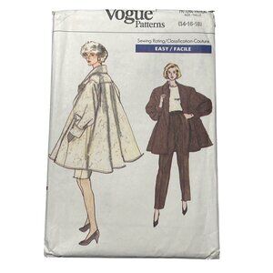 Vogue Pattern 7050 Womens Swing Coat & Pants Sizes 14-18 Classic Style 1980s VTG